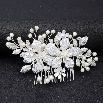 Alloy Flower With Handmade Pearls Bridal Hair Comb